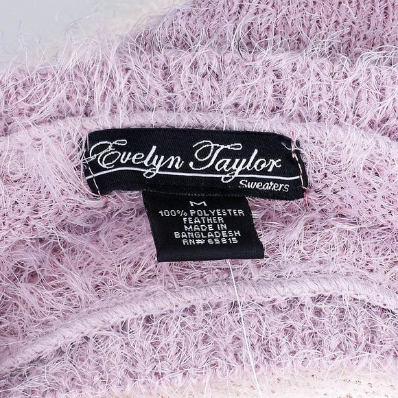 NWT Evelyn Taylor | Lilac & White Stripe Feather Yarn Sweater - M - Picture 7 of 7
